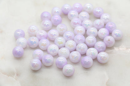 10mm Lavender Purple Ombre Round Beads, Acrylic Gumball Bead, Iridescent Round Beads, Bubblegum Beads, Plastic Round Bead #2712