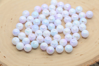 8mm Purple and Blue Ombre Round Beads, Acrylic Gumball Bead, Iridescent Round Beads, Bubblegum Beads, Plastic Round Bead #2717