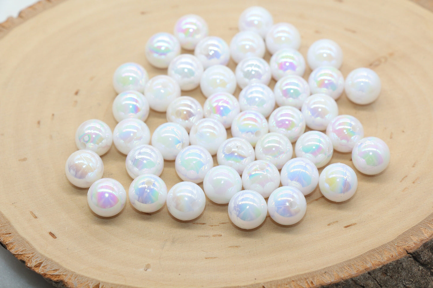 10mm White Ombre Round Beads, Acrylic Gumball Bead, Iridescent Round Beads, Bubblegum Beads, Plastic Round Bead #2720