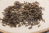6mm metallic dark copper bugle beads tube glass seed beads