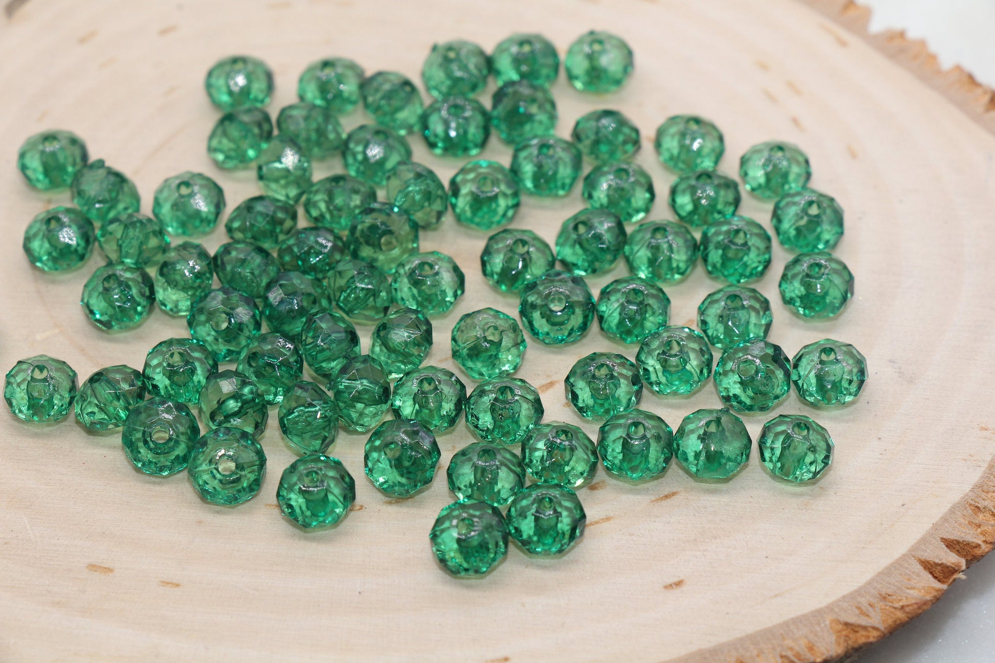 8mm Green Transparent Faceted Rondelle Beads, Faceted Acrylic Loose Beads, Bubblegum Beads, Chunky Beads, #2774