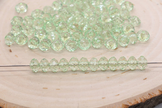 8mm Light Green Transparent Faceted Rondelle Beads, Faceted Acrylic Loose Beads, Bubblegum Beads, Chunky Beads, #2780