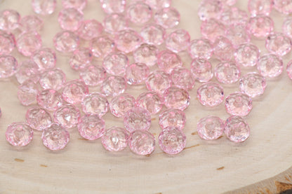 8mm Pink Transparent Faceted Rondelle Beads, Faceted Acrylic Loose Beads, Bubblegum Beads, Chunky Beads, #2782