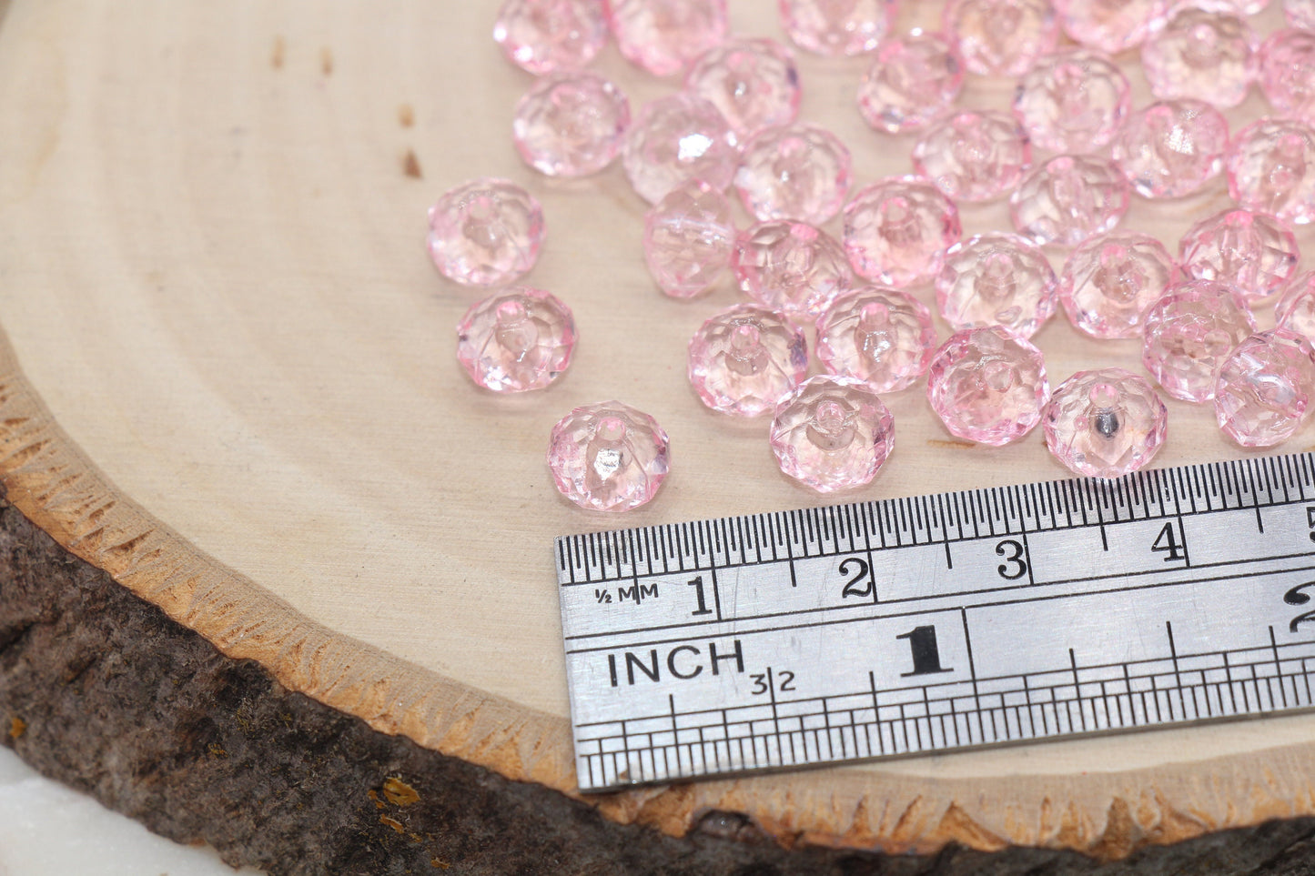 8mm Pink Transparent Faceted Rondelle Beads, Faceted Acrylic Loose Beads, Bubblegum Beads, Chunky Beads, #2782