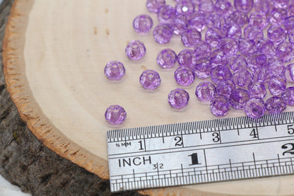 6mm Purple Transparent Faceted Rondelle Beads, Faceted Acrylic Loose Beads, Bubblegum Beads, Chunky Beads, #2785