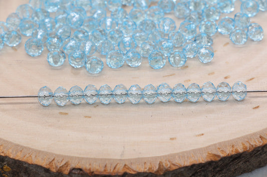 6mm Light Blue Transparent faceted bubblegum beads, Acrylic Beads