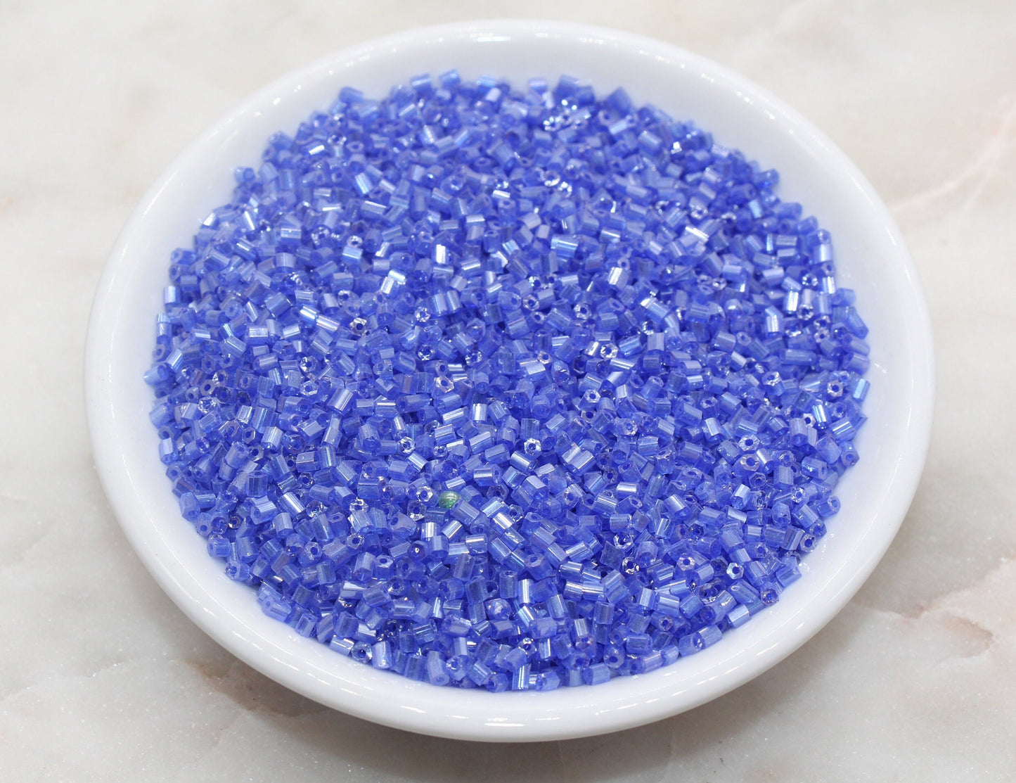 Tube Shape Glass Seed Beads, Glossy Blue Tube Bugle Beads, Size 2mm Beading Supplies #2800