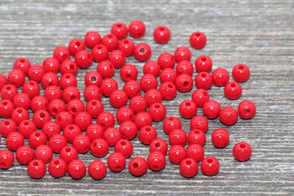 5mm Red Gumball Beads, Red Round Acrylic Loose Beads, Plastic Round Bubblegum Beads, Smooth Round Beads #875