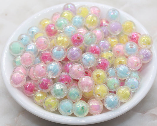 10mm Assort AB Faceted Gumball Beads