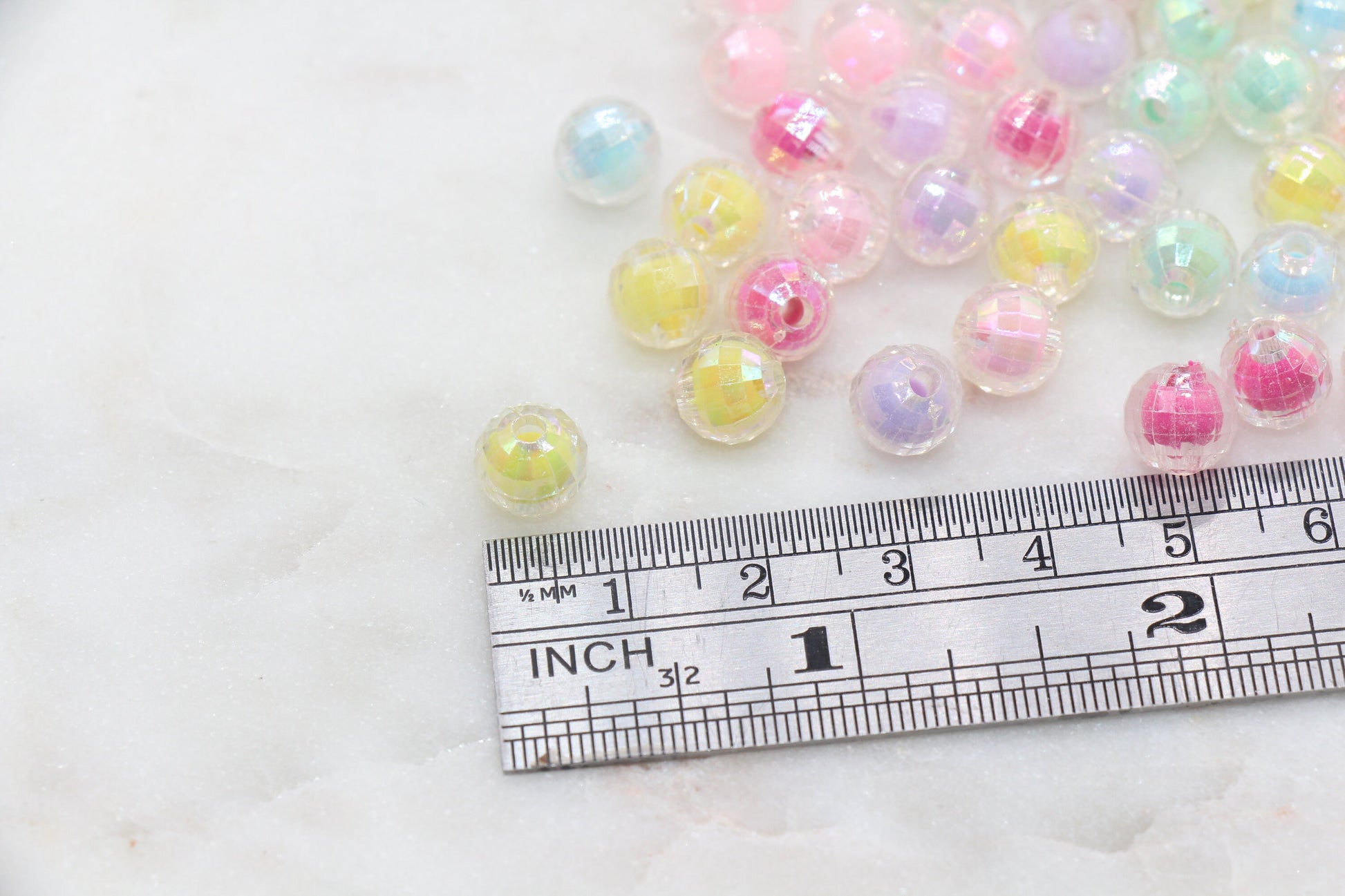 8mm Assort AB Faceted Gumball Beads, Multicolor Iridescent Faceted Acrylic Loose Beads, Bubblegum Beads, Chunky Beads, Bracelet Beads #487