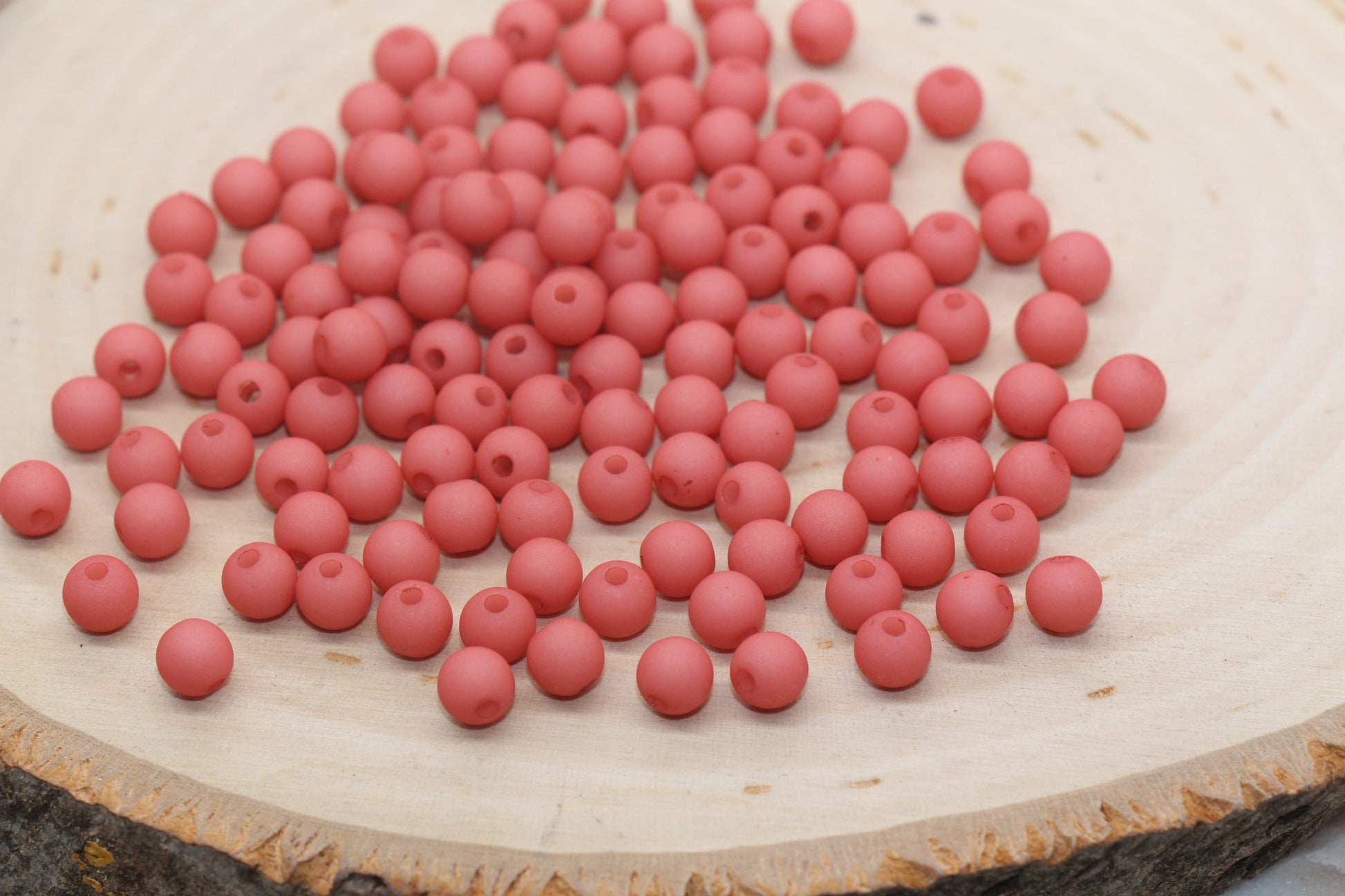 6mm Matte Blush Red Gumball Beads, Round Acrylic Loose Beads, Matte Bubblegum Beads, Chunky Beads, Round Plastic Beads #499