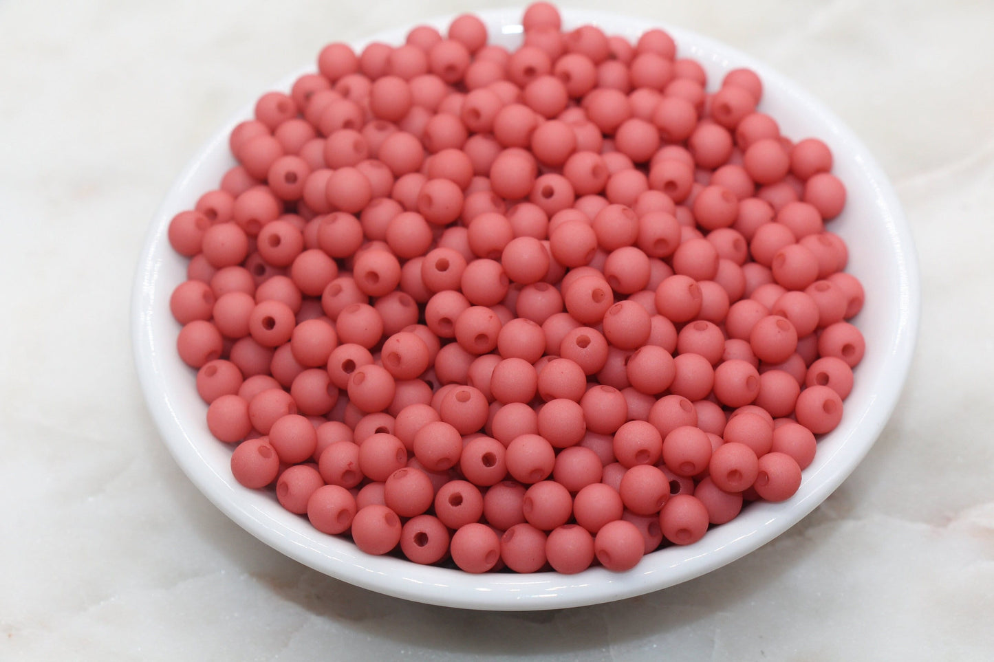 6mm Matte Blush Red Gumball Beads, Round Acrylic Loose Beads, Matte Bubblegum Beads, Chunky Beads, Round Plastic Beads #499