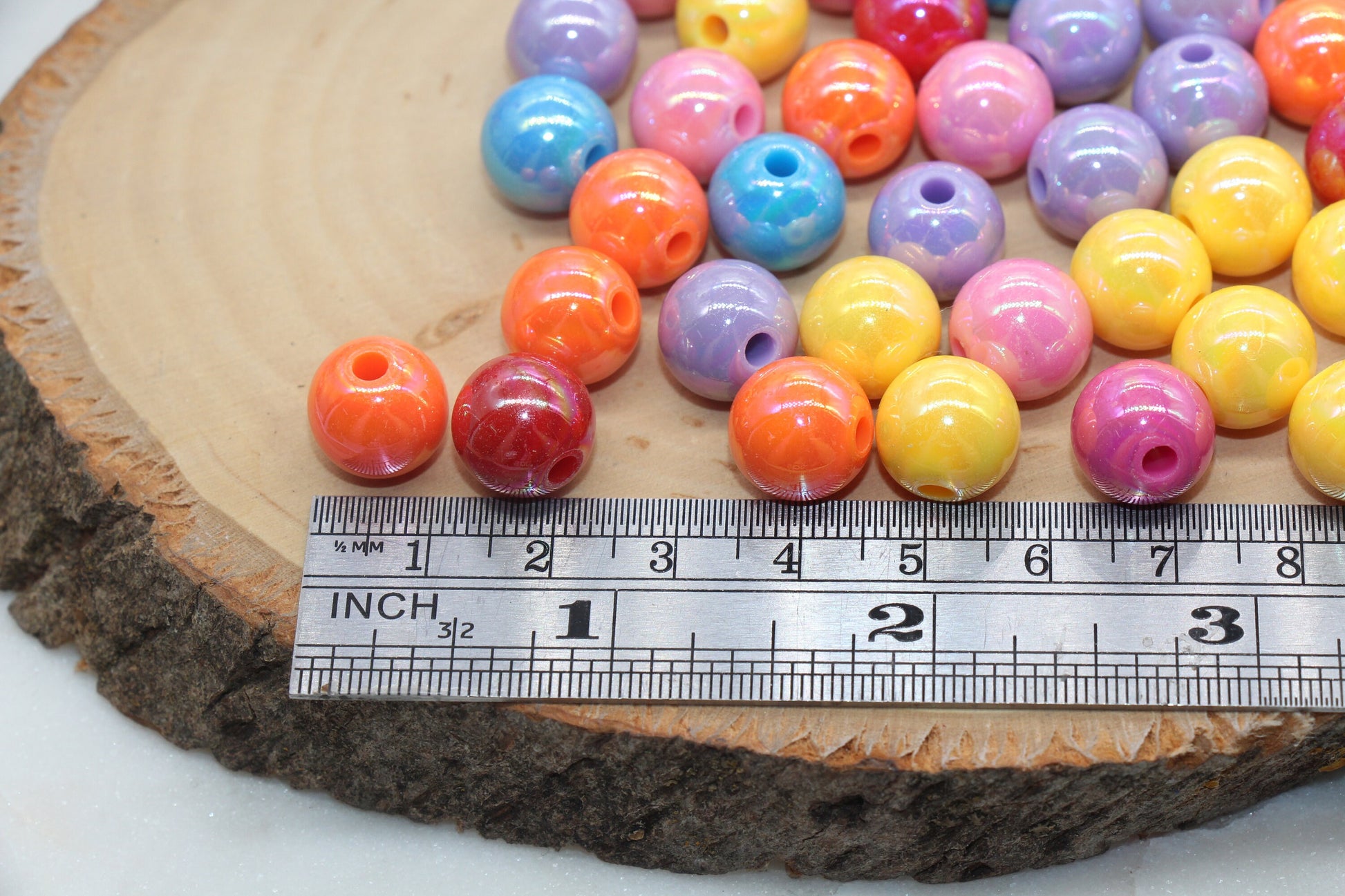 12mm Multicolor AB Gumball Beads, Iridescent Mix Acrylic Loose Beads, Solid Bubblegum Beads, Chunky Beads, Glossy Smooth Round Beads #1819