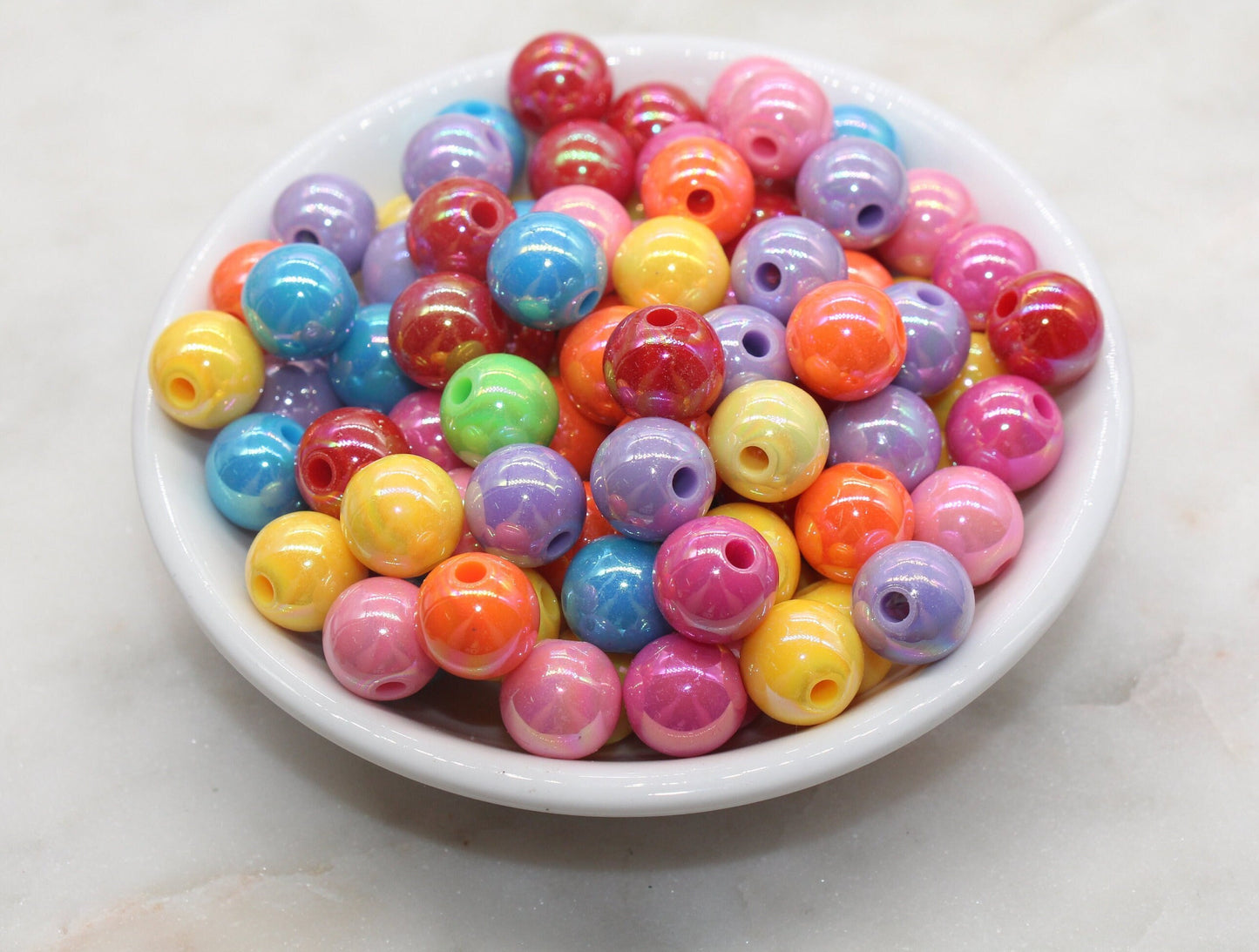 12mm Multicolor AB Gumball Beads, Iridescent Mix Acrylic Loose Beads, Solid Bubblegum Beads, Chunky Beads, Glossy Smooth Round Beads #1819