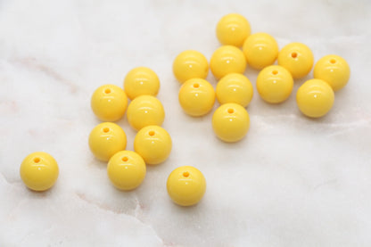 12mm Golden Yellow Gumball Beads, Round Acrylic Loose Beads, Bubblegum Beads, Chunky Beads, Round Plastic Beads #1463