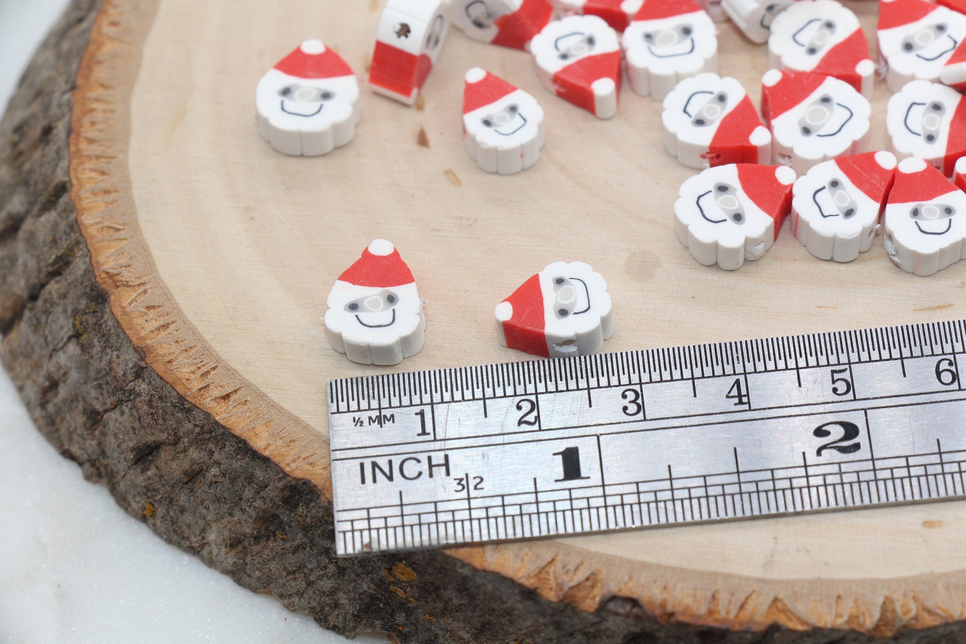 Santa Claus Polymer Clay Beads, Christmas Holiday Fimo Cane Beads, Santa Clay Beads, Bead for Bracelet, Jewelry Beads #31