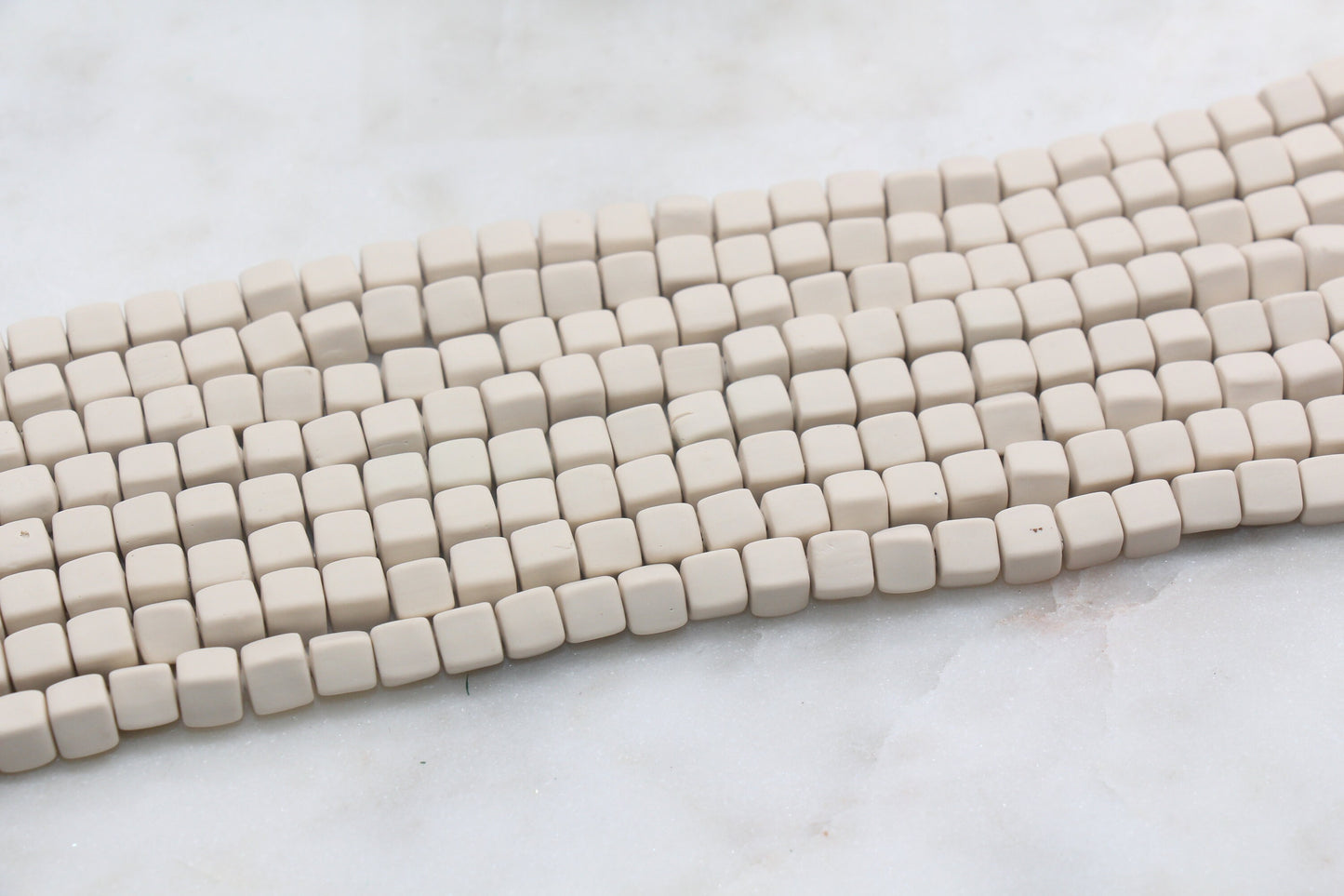 6mm Cube Polymer Clay Beads, Beige Heishi Beads, Square Clay Beads, Jewelry Beads, Bead for Bracelet #159