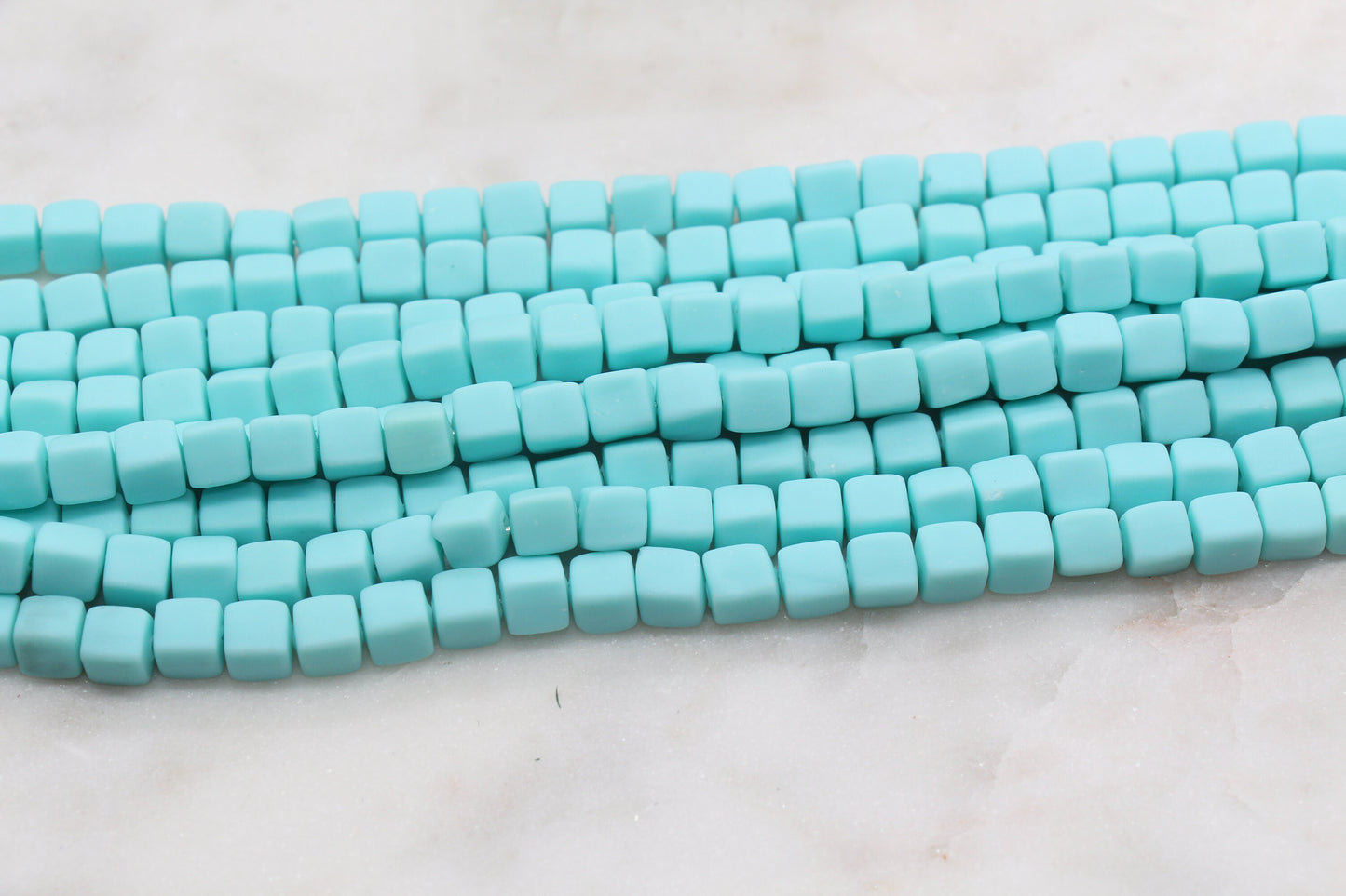 6mm Cube Polymer Clay Beads, Aqua Blue Heishi Beads, Square Clay Beads, Jewelry Beads, Bead for Bracelet #258