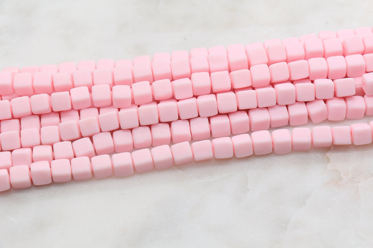 6mm Cube Polymer Clay Beads, Pink Heishi Beads, Square Clay Beads, Jewelry Beads, Bead for Bracelet #480