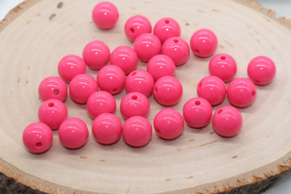 12mm Rose Pink Gumball Beads, Round Acrylic Loose Beads, Bubblegum Beads, Chunky Beads, Smooth Plastic Round Beads #2815