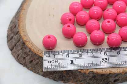 12mm Rose Pink Gumball Beads, Round Acrylic Loose Beads, Bubblegum Beads, Chunky Beads, Smooth Plastic Round Beads #2815