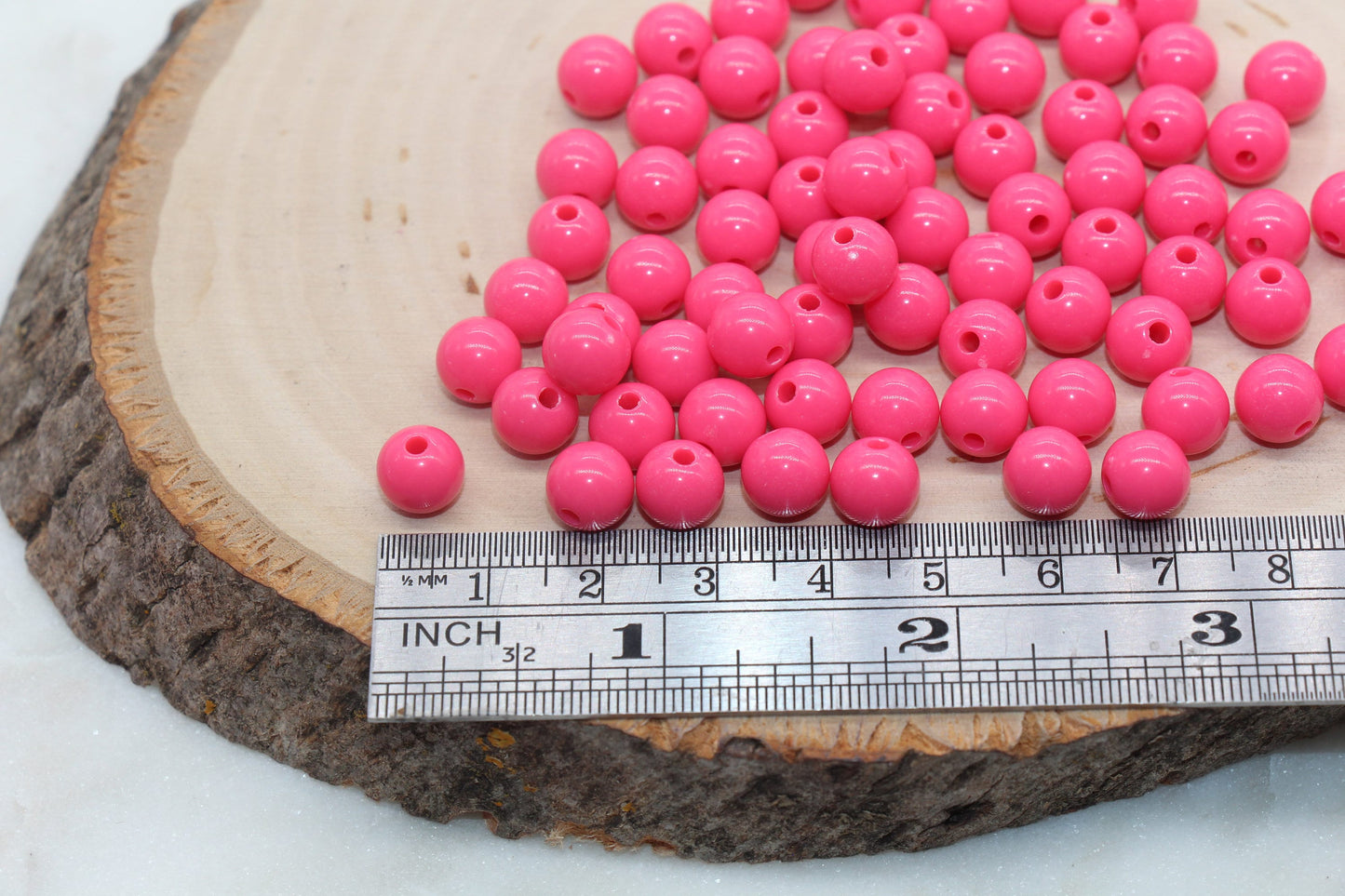 8mm Rose Pink Gumball Beads, Round Acrylic Loose Beads, Bubblegum Beads, Chunky Beads, Smooth Plastic Round Beads #2817