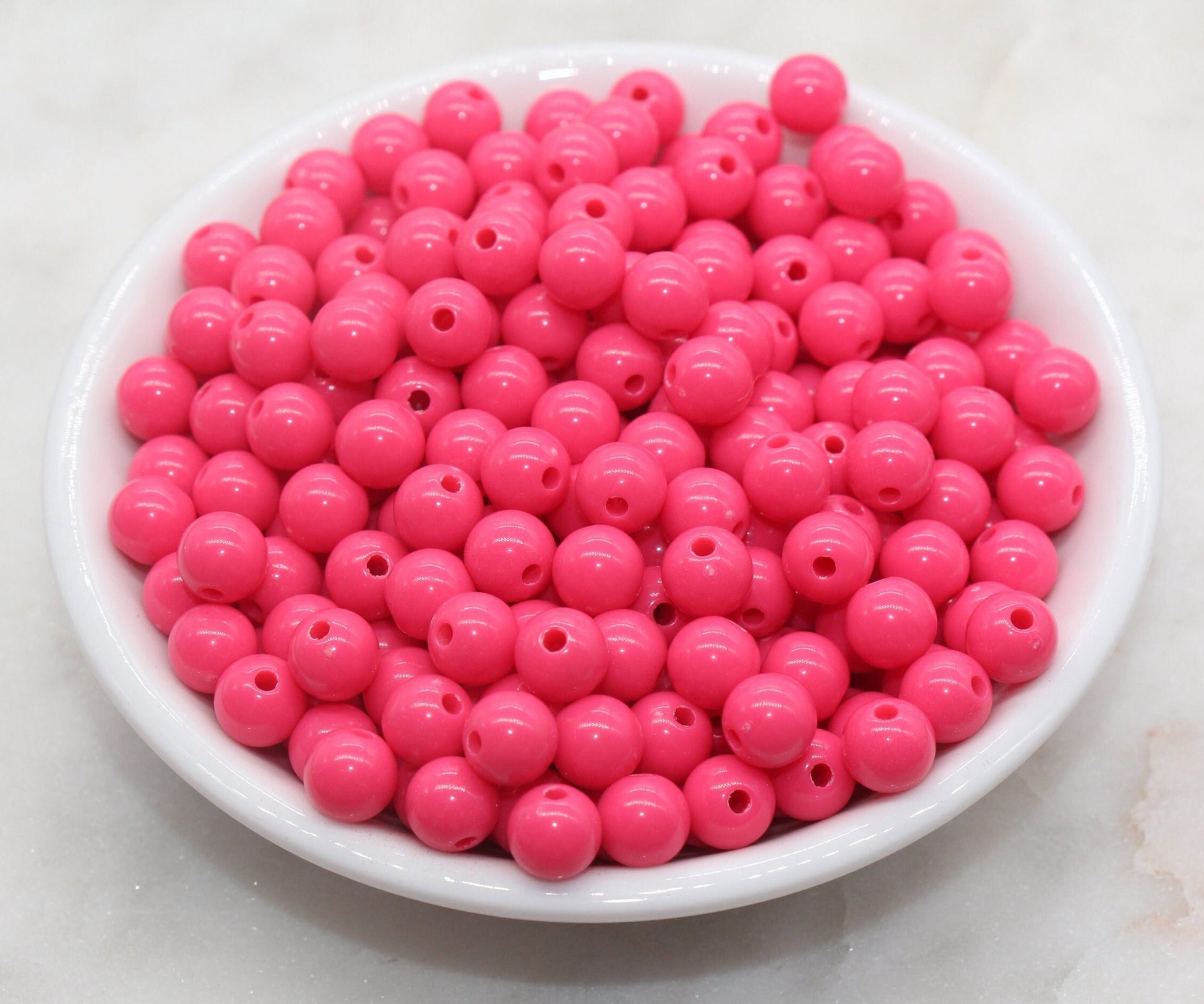 8mm Rose Pink Gumball Beads, Round Acrylic Loose Beads, Bubblegum Beads, Chunky Beads, Smooth Plastic Round Beads #2817