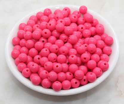 8mm Rose Pink Gumball Beads, Round Acrylic Loose Beads, Bubblegum Beads, Chunky Beads, Smooth Plastic Round Beads #2817