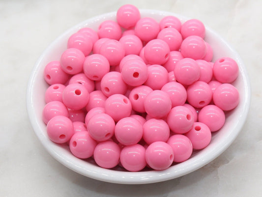 12mm Bubblegum Pink Gumball Beads, Round Acrylic Loose Beads, Bubblegum Beads, Chunky Beads, Smooth Plastic Round Beads #2819