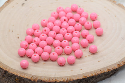 8mm Bubblegum Pink Gumball Beads, Round Acrylic Loose Beads, Bubblegum Beads, Chunky Beads, Smooth Plastic Round Beads #2821