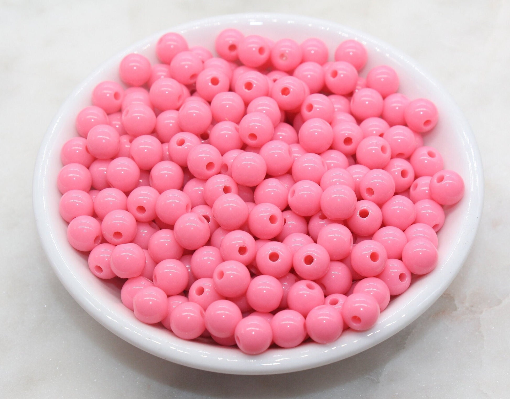 8mm Bubblegum Pink Gumball Beads, Round Acrylic Loose Beads, Bubblegum Beads, Chunky Beads, Smooth Plastic Round Beads #2821