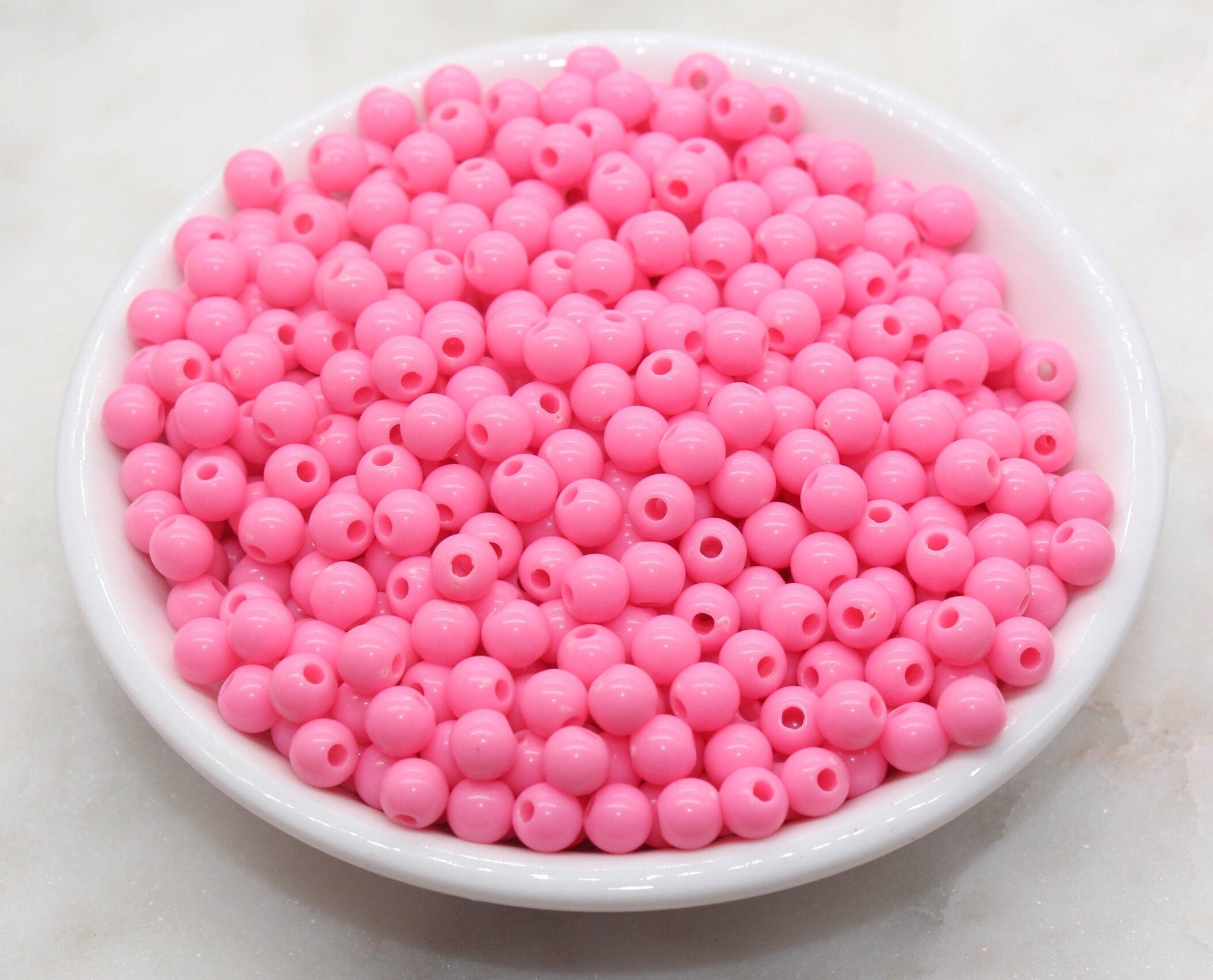 6mm Bubblegum Pink Gumball Beads, Round Acrylic Loose Beads, Bubblegum Beads, Chunky Beads, Smooth Plastic Round Beads #2822