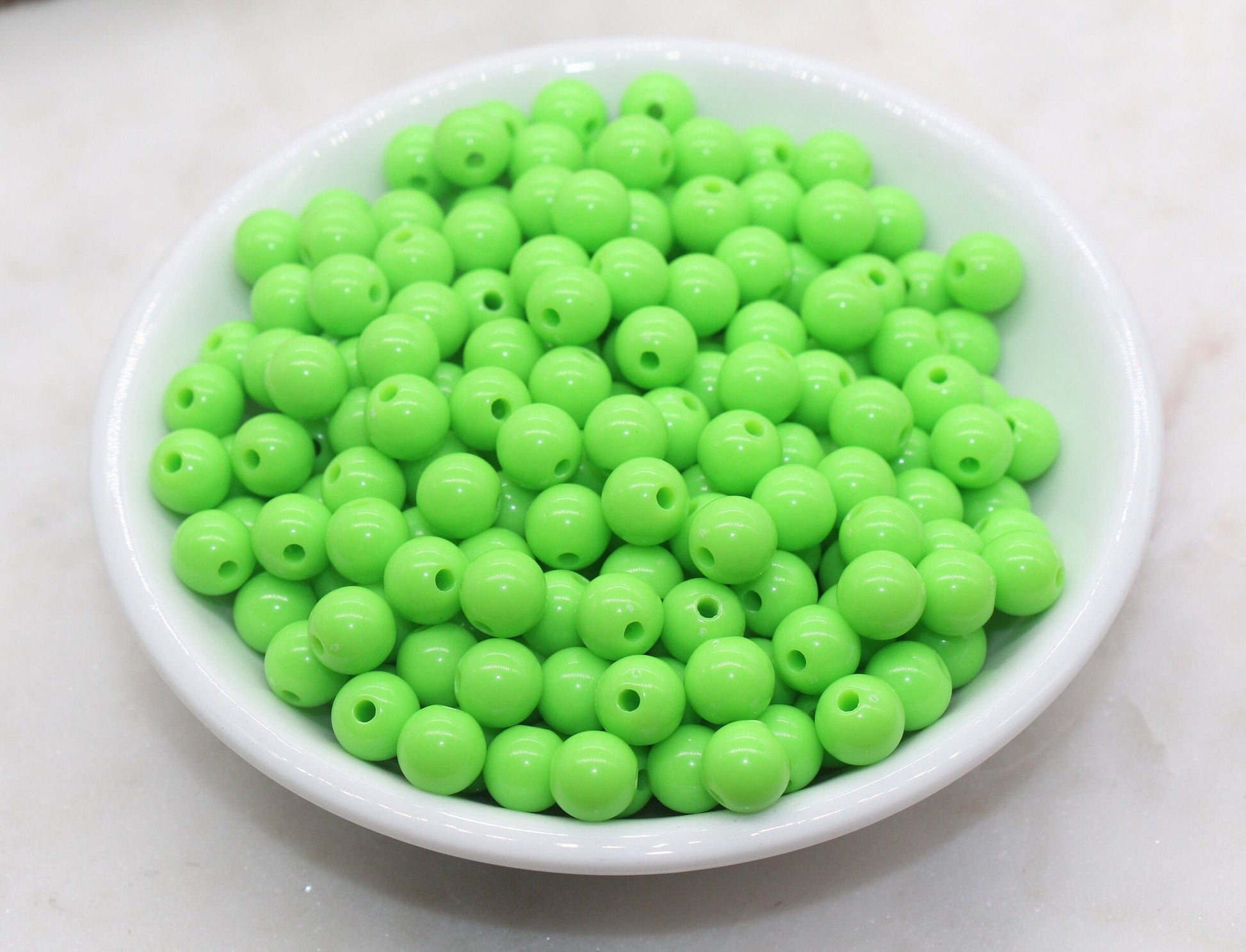 8mm Green Gumball Beads, Round Acrylic Loose Beads, Bubblegum Beads, Chunky Beads, Smooth Plastic Round Beads #2823