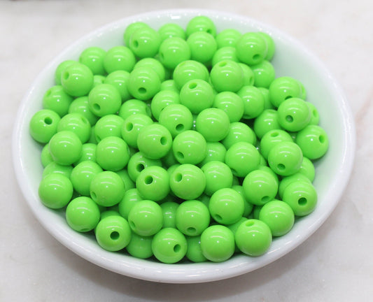 10mm Green Gumball Beads, Round Acrylic Loose Beads, Bubblegum Beads, Chunky Beads, Gumball Beads, Smooth Plastic Round Beads #2824