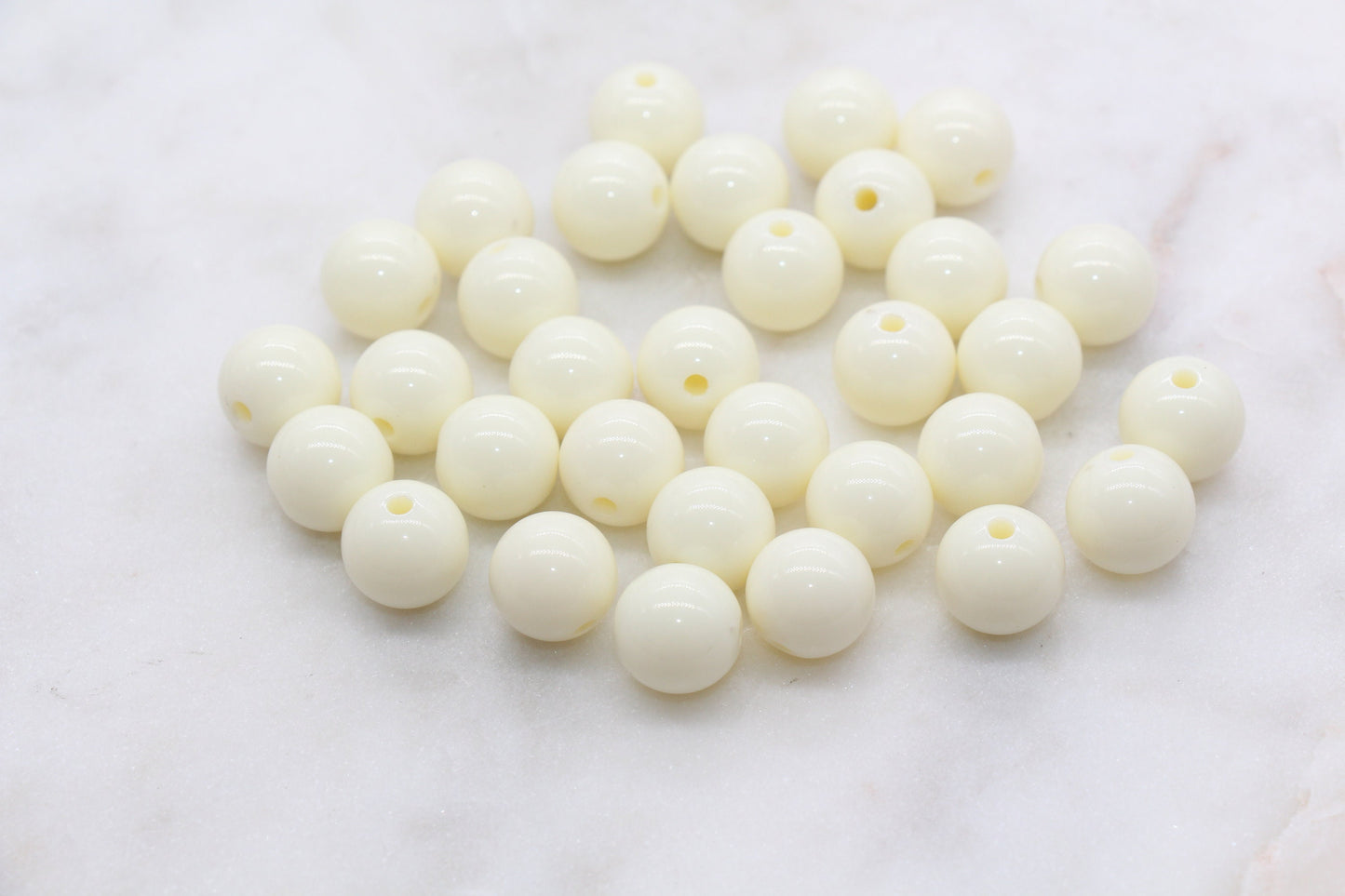 12mm Ivory Gumball Beads, Round Acrylic Loose Beads, Bubblegum Beads, Chunky Beads, Round Plastic Beads #269