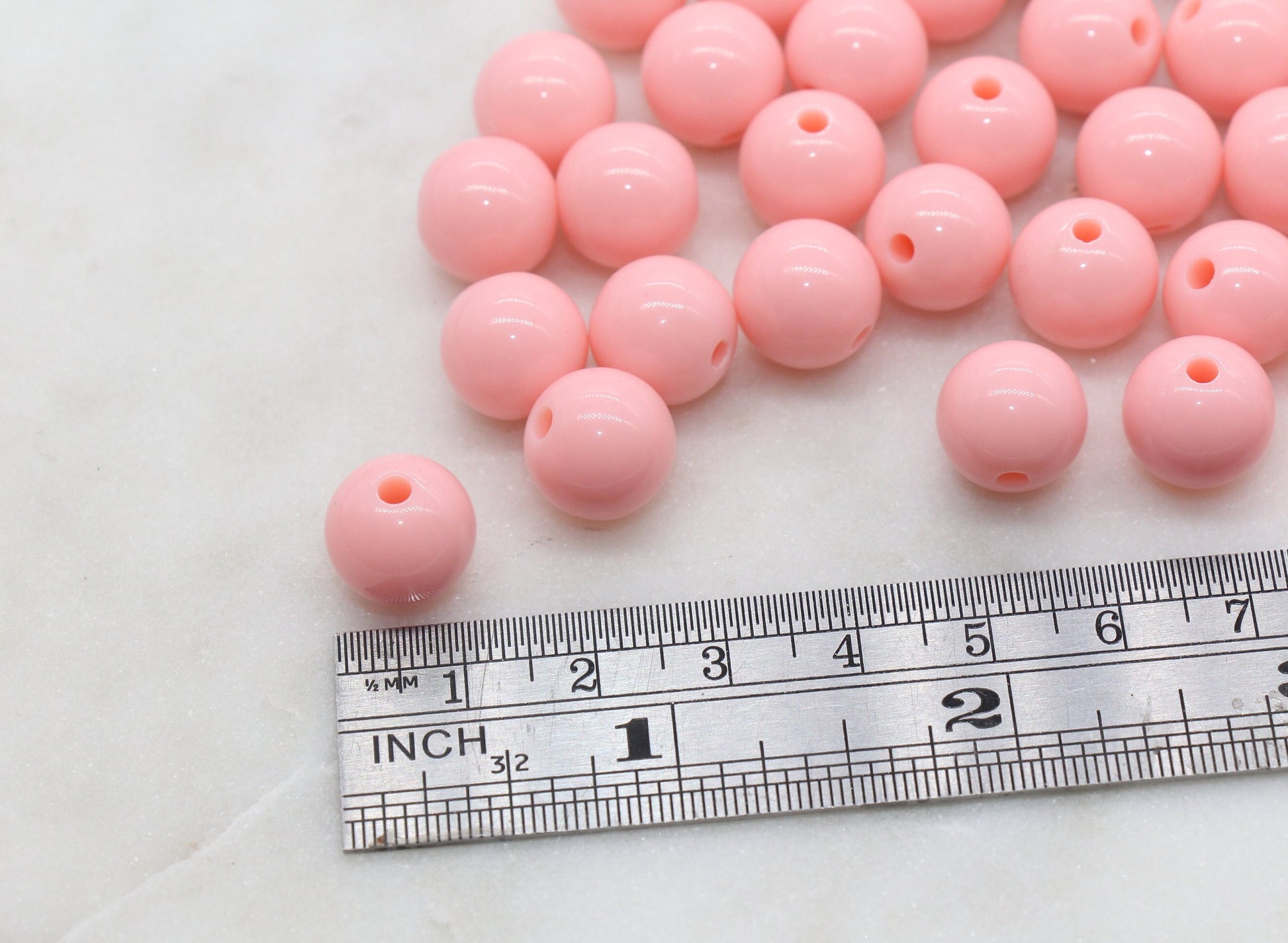 12mm Peach Gumball Beads, Round Acrylic Loose Beads, Bubblegum Beads, Chunky Beads, Round Plastic Beads #688