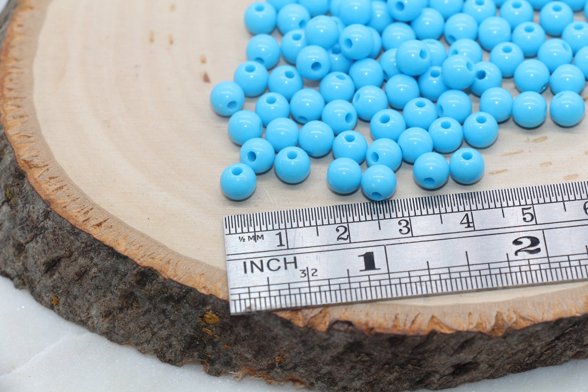 6mm Bright Blue Gumball Beads, Round Acrylic Blue Loose Beads, Bubblegum Beads, Chunky Beads, Bubble Gum Beads, Smooth Plastic Beads #2827