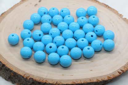 10mm Bright Blue Gumball Beads, Round Acrylic Loose Beads, Bubblegum Beads, Chunky Beads, Gumball Beads, Smooth Plastic Round Beads #2829