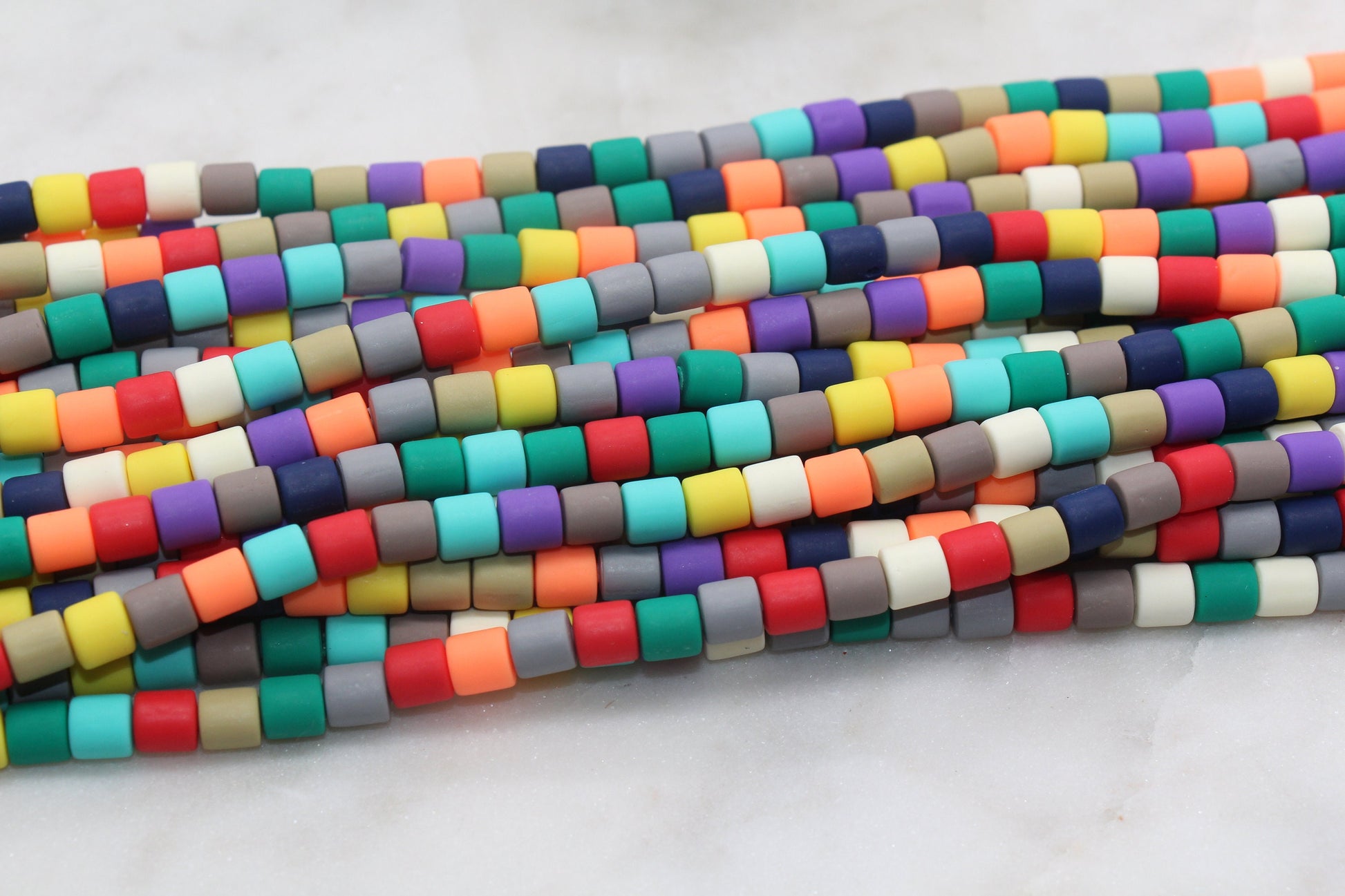 6mm Wide Column Chunky Polymer Clay Beads, Multicolor Heishi Spacer Beads, Clay Tube Beads, Barrel Beads Heishi Beads #320