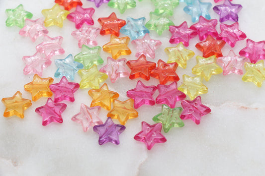 Translucent Multicolored Star Beads, Rainbow Acrylic Star Beads, Plastic Colorful Star Beads, Star Shaped Beads, #2721