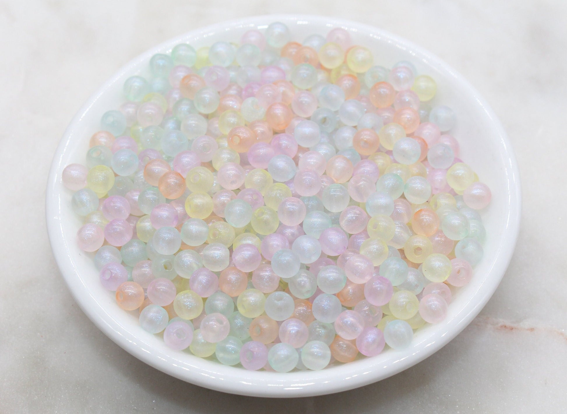 6mm Mix Glitter Round Beads, Iridescent Acrylic Gumball Beads, Transparent Round Spacer Beads, Bubblegum Beads, Plastic Round Bead #2723