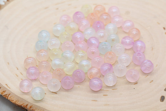 8mm Mix Glitter Round Beads, Iridescent Acrylic Gumball Beads, Transparent Round Spacer Beads, Bubblegum Beads, Plastic Round Bead #2724