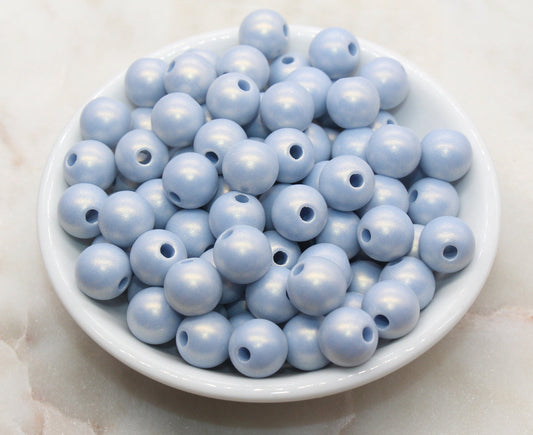 12mm Blue Shimmer Gumball Beads, Round Acrylic Loose Beads, Bubblegum Beads, Chunky Beads, Round Plastic Beads #2727