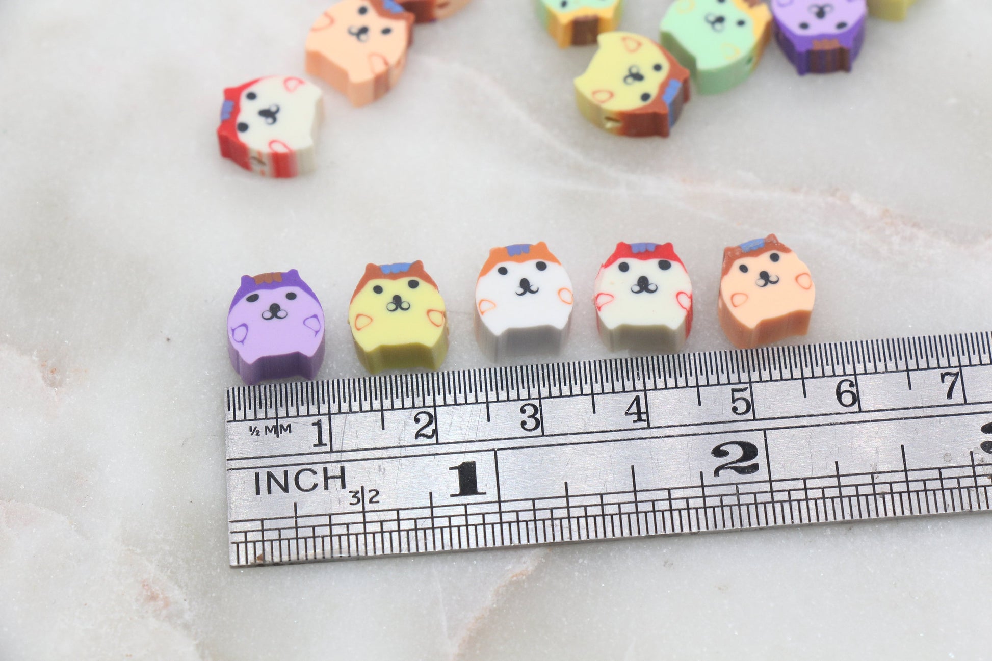 Kawaii Puppy Polymer Clay Beads, Dog Clay Beads, Puppy Clay Round Loose Beads, Jewelry Beads, Bead for Bracelet #344