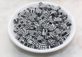 9mm black checkered polymer clay beads, symbol clay charms for bracelets