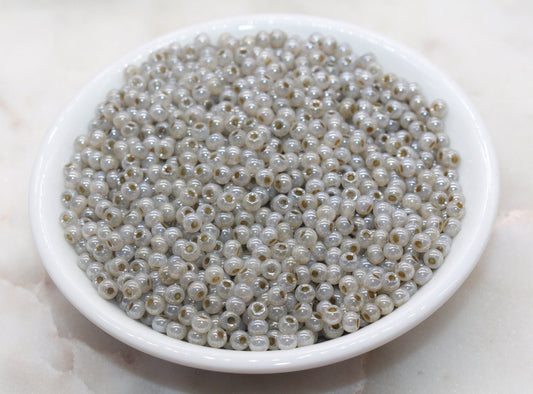 Round Creamy Glass Seed Beads, 4mm 6/0 Glass Round Seed Beads, Creamy Light Gray Seed Beads, Glossy Rocailles Beads, Beading Supplies #2730