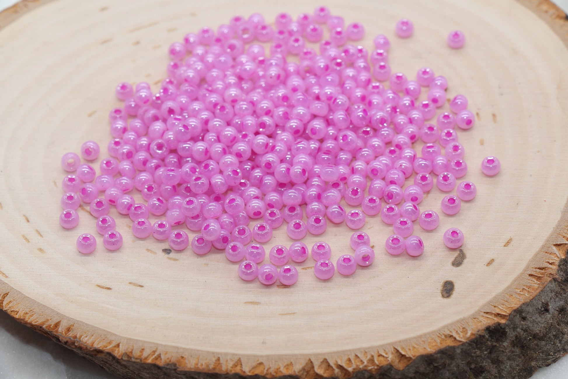 Round Creamy Glass Seed Beads, 4mm 6/0 Glass Round Seed Beads, Creamy Hot Pink Seed Beads, Glossy Rocailles Beads, Beading Supplies #2732