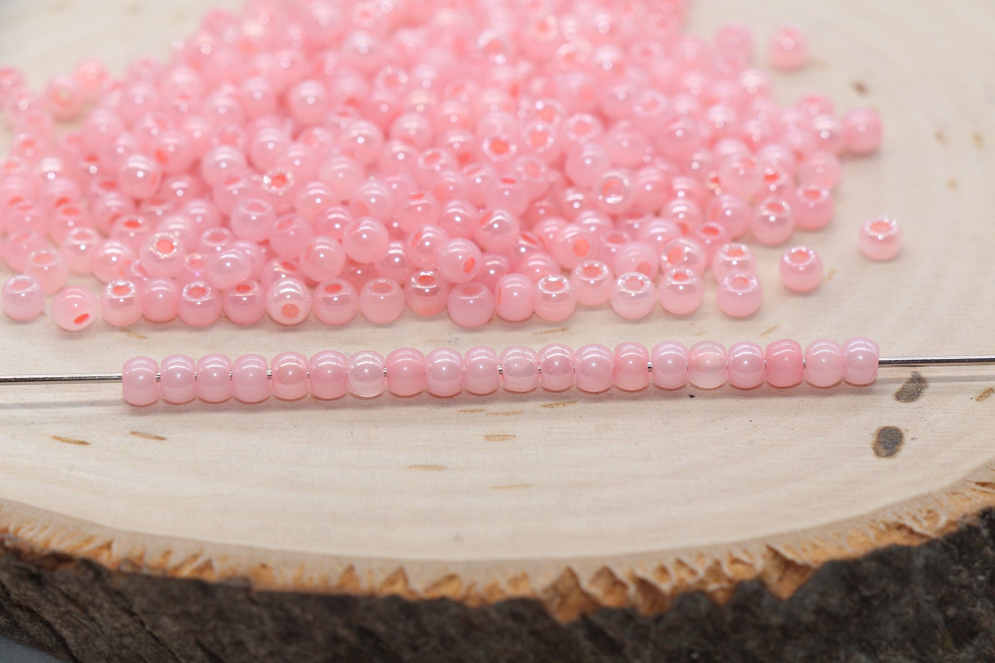 Round Creamy Glass Seed Beads, 4mm 6/0 Glass Round Seed Beads, Creamy Peach Seed Beads, Glossy Rocailles Beads, Beading Supplies #2733