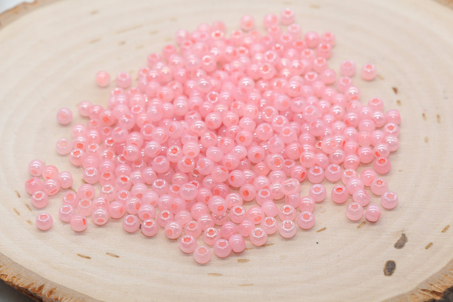 Round Creamy Glass Seed Beads, 4mm 6/0 Glass Round Seed Beads, Creamy Peach Seed Beads, Glossy Rocailles Beads, Beading Supplies #2733