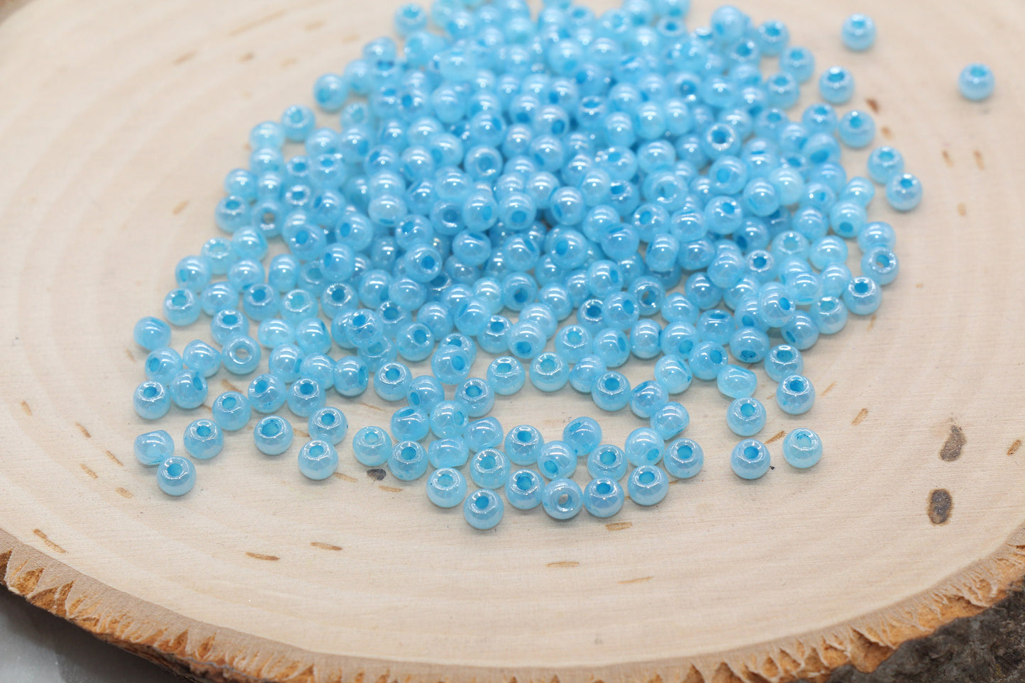 Round Creamy Glass Seed Beads, 4mm 6/0 Glass Round Seed Beads, Creamy Blue Seed Beads, Glossy Rocailles Beads, Beading Supplies #2735